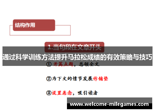通过科学训练方法提升马拉松成绩的有效策略与技巧